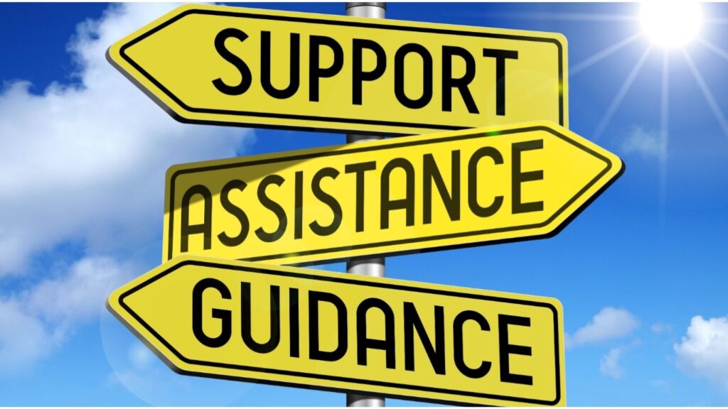 Signpost with directions for support, assistance, and guidance, symbolizing documentation support services.